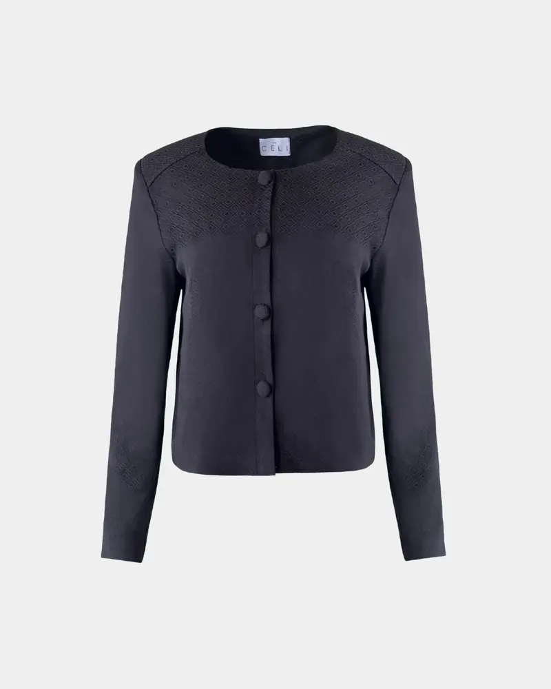 ALINE CELI COUTURE Damenjacke geometrische Struktur recycelt kurz