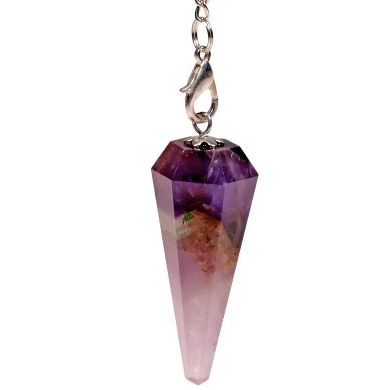 Amethyst-Pendel mit Chakrakette