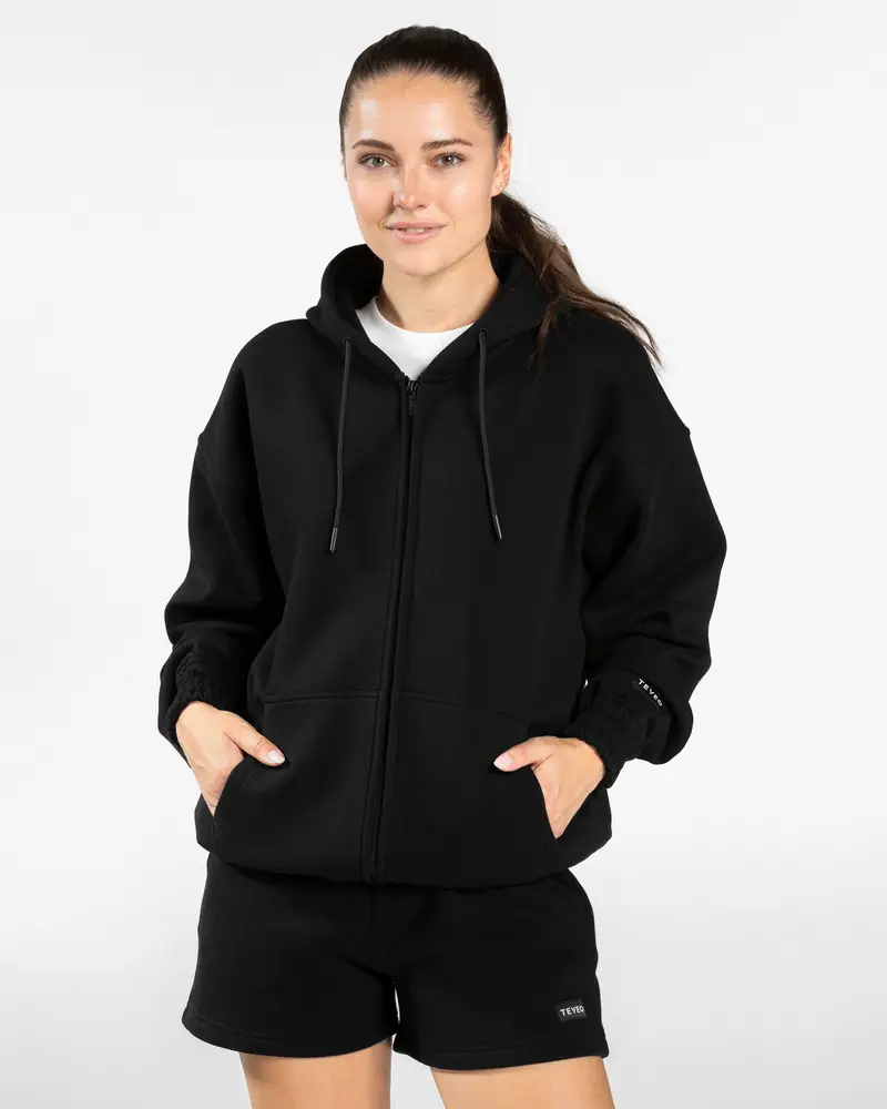 Anniversary Oversized Zip Jacke "Schwarz"
