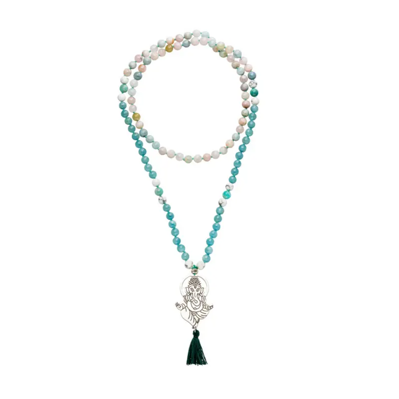 Aquamarin Ganesha Mala „Bye Bye Stress“