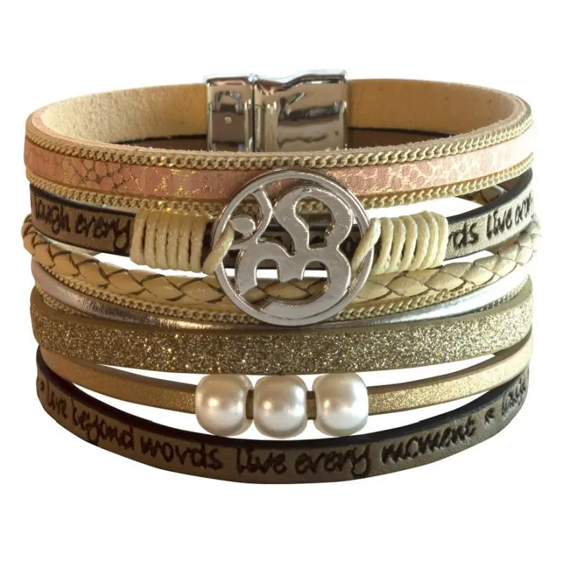Armband aus Kunstleder 'Om' beige