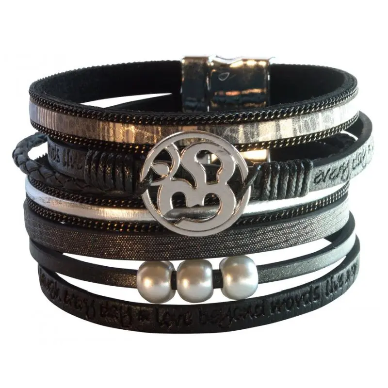 Armband aus Kunstleder 'Om' schwarz