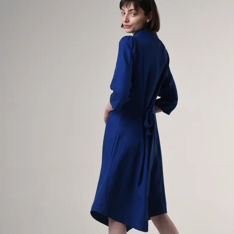 AYANI Kleid mit Bootsausschnitt "SUZI" - blau