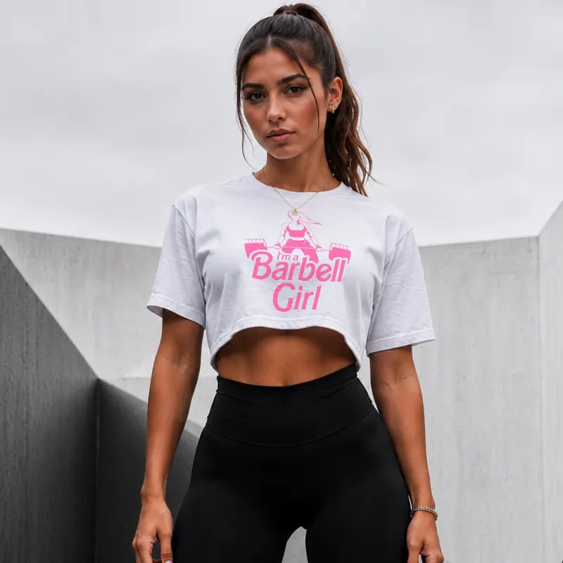 BARBELL GIRL OVERSIZE CROP TOP
