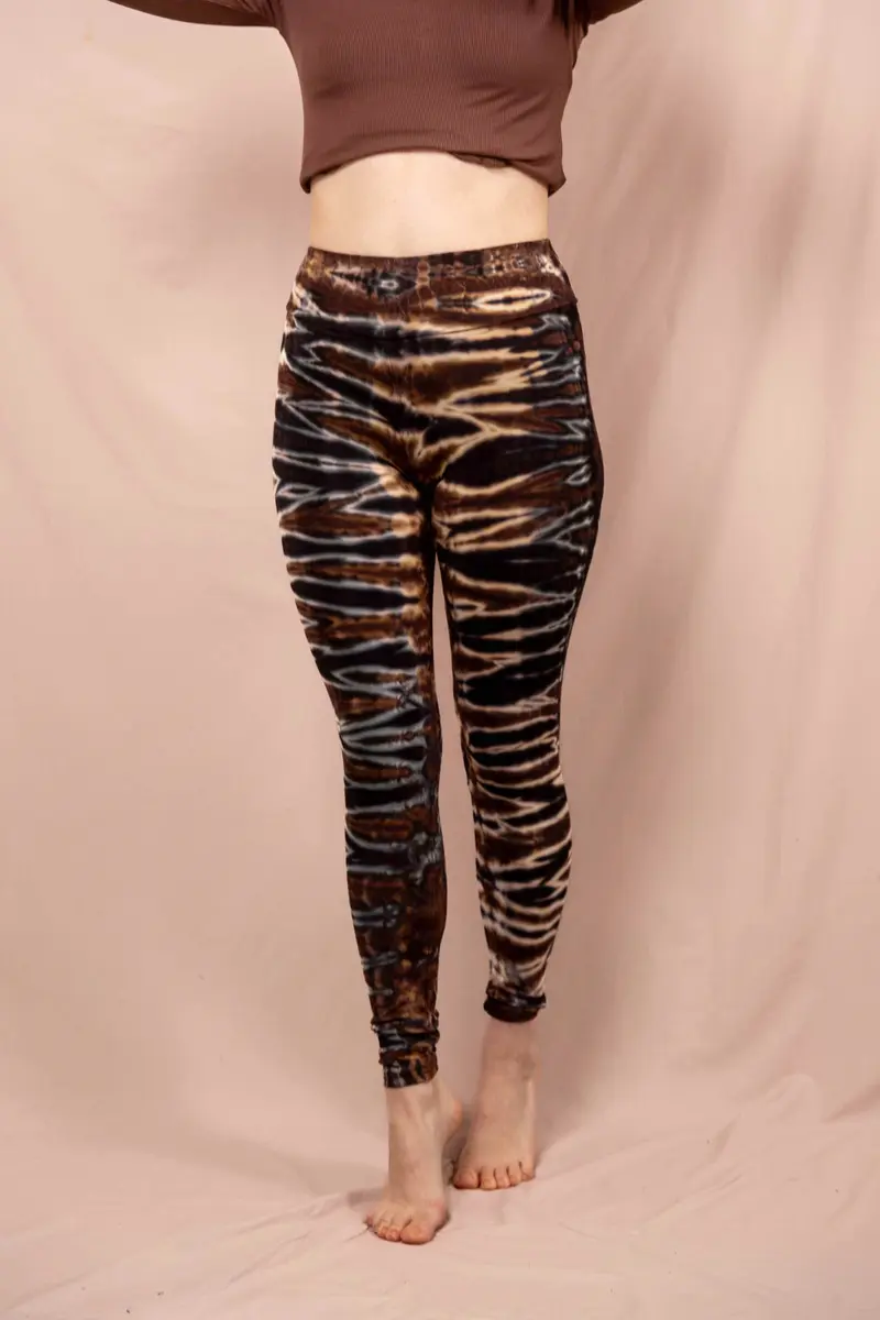 Batik Leggins ~ Schwarz/Braun/Weiß