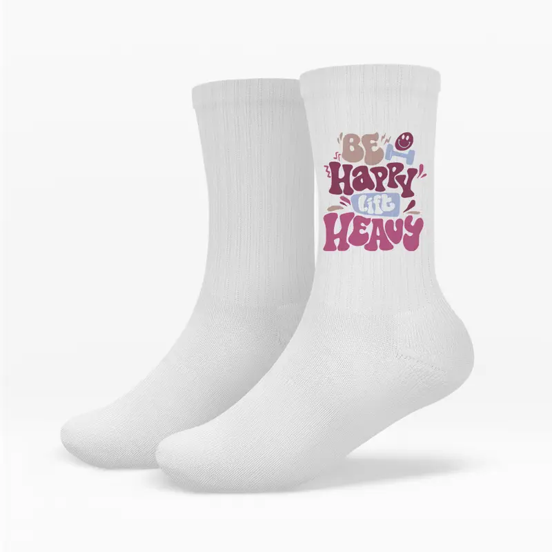 BE HAPPY LIFT HEAVY CREW SOCKEN