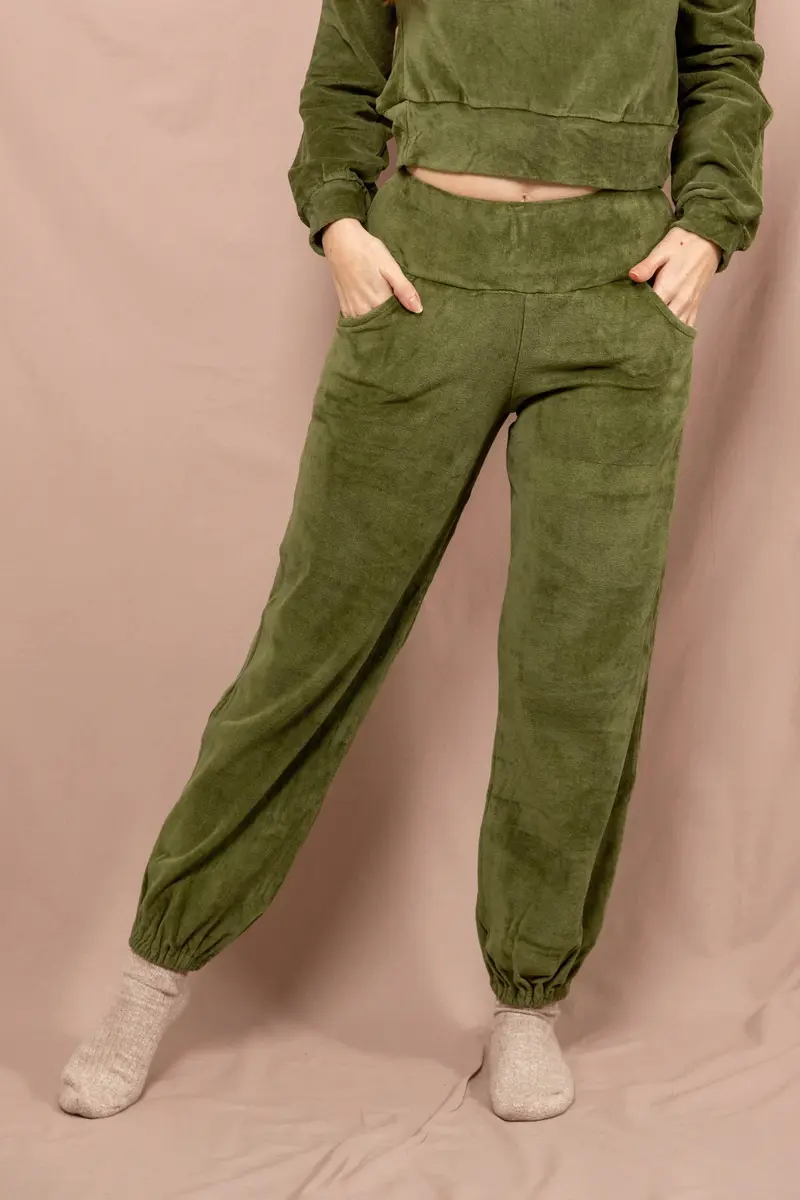 Bequeme Samt-Hose Grün