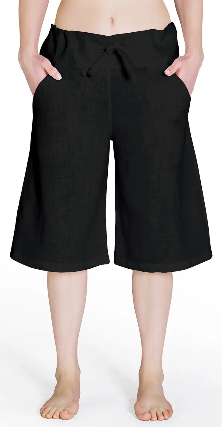 Bermuda-Leinenhose - schwarz