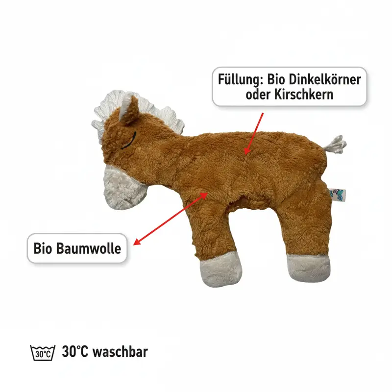 Bio Wärmekissen Pferd – Handgefertigt aus Bio-Baumwolle | Pat & Patty