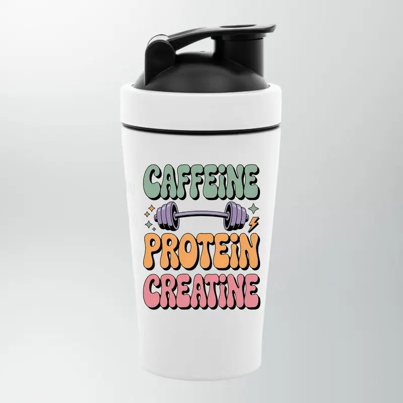 CAFFEINE PROTEIN CREATINE EDELSTAHL SHAKER