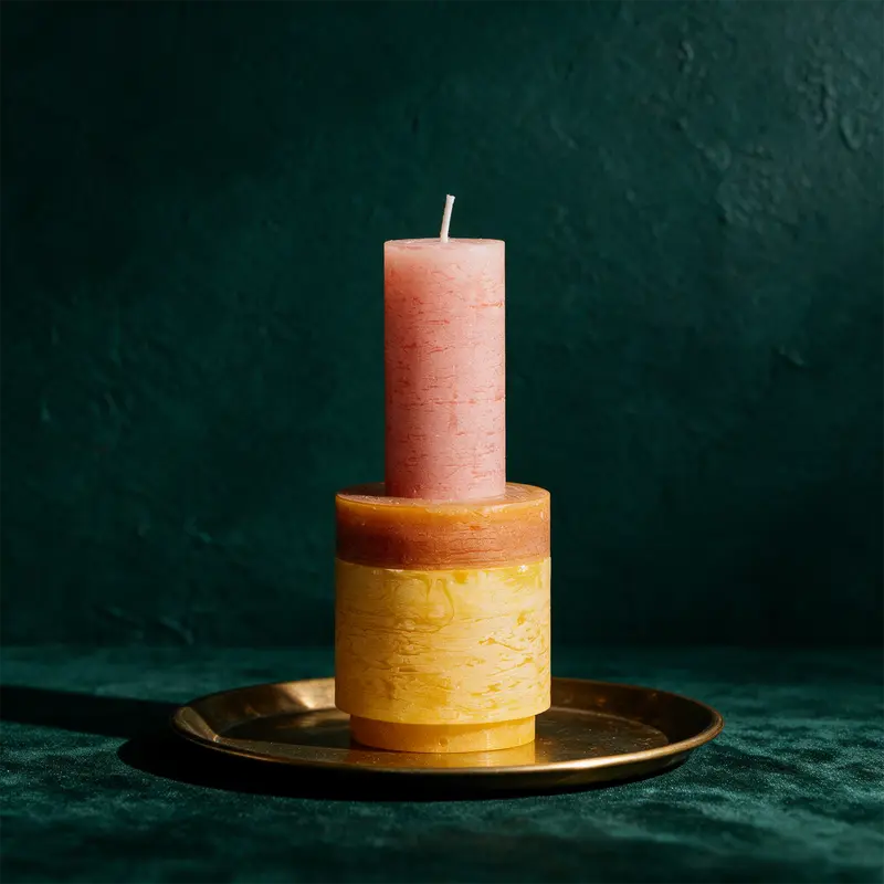 Candle Stack 02 Gelb | 3-teiliges Stapelkerzen-Set, ca. 50 Std.