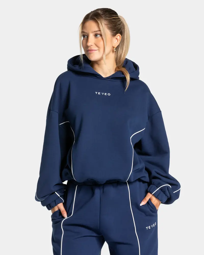 Contrastline Hooded Sweater "Dunkelblau"