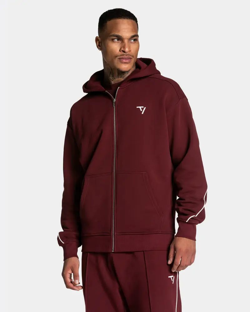 Contrastline Zip Jacke "Weinrot"