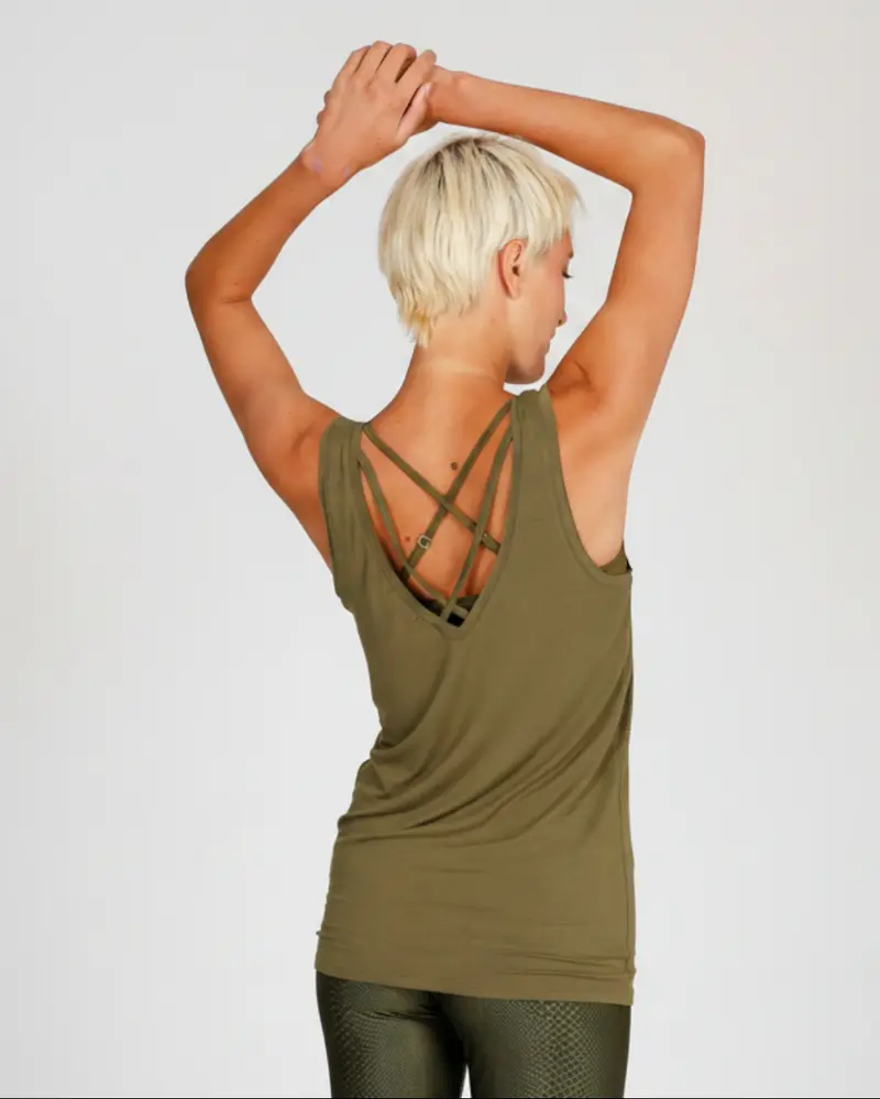 Cosy Twist Tank - Olive