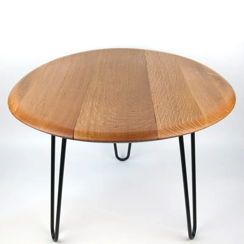 Couchtisch aus Weinfassdeckel Ø54cm handgefertigt – Rustikal & Modern