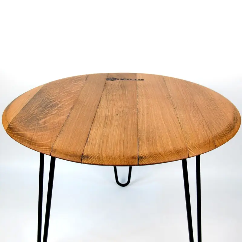 Couchtisch Quercus Weinfassdeckel Ø55cm – Handgefertigt Eichenholz