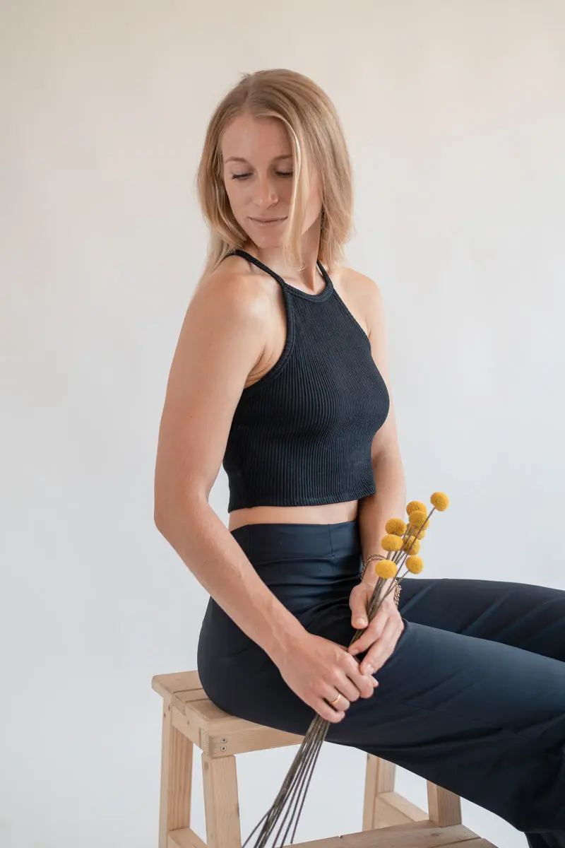 Crop-Top AUDREY Bio-Baumwolle Schwarz S M L XL