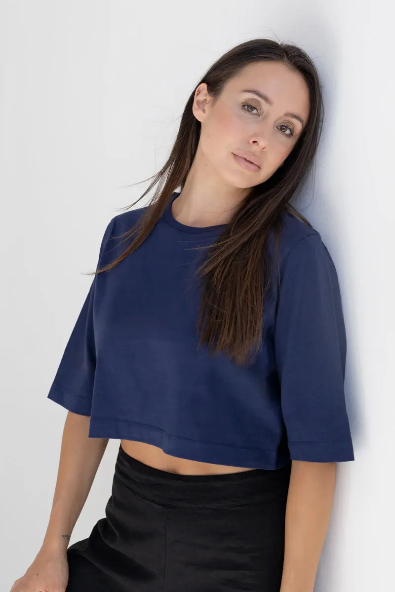 Crop-Top ELISA – Bio-Baumwolle, blickdicht, Navy