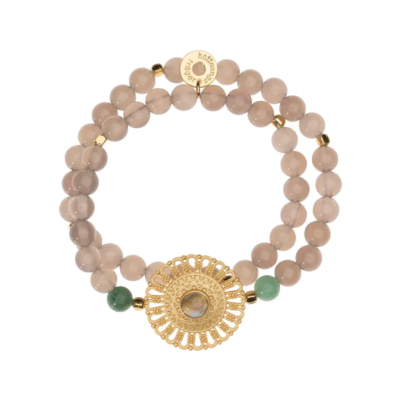 Doppelreihiges Mandala Stretcharmband, Achat