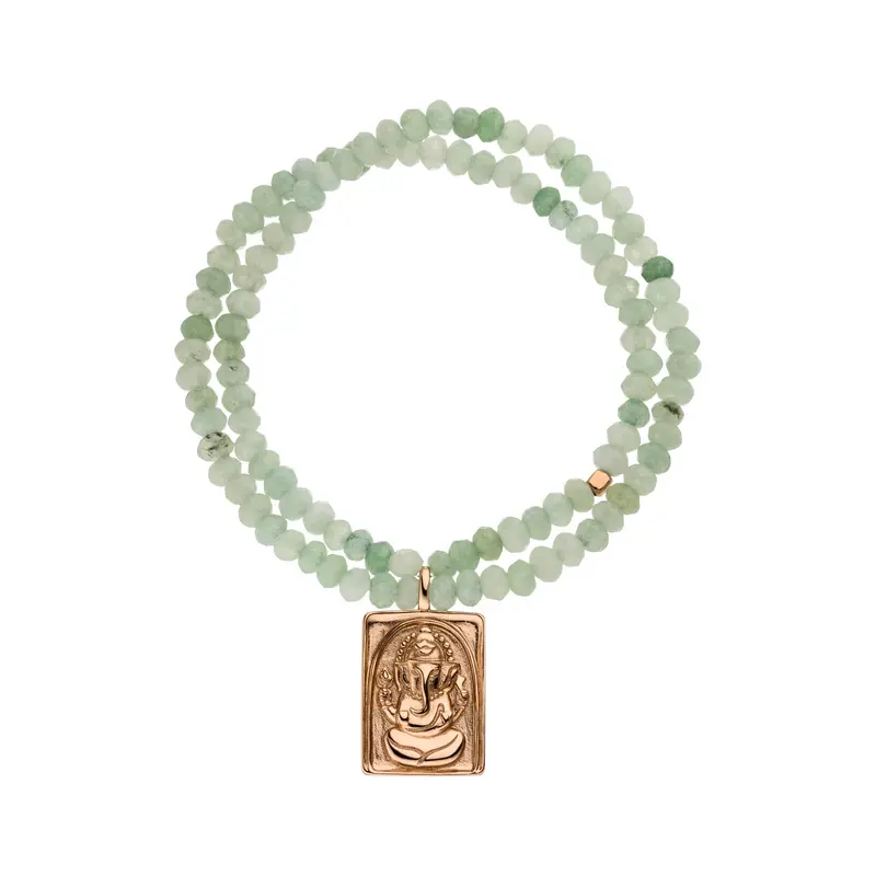 Doppelreihiges Stretcharmband „Ganesha Power“, Roségold
