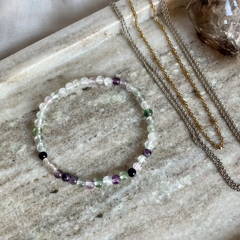 EDELSTEIN ARMBAND "FLOURIT" (4 mm)