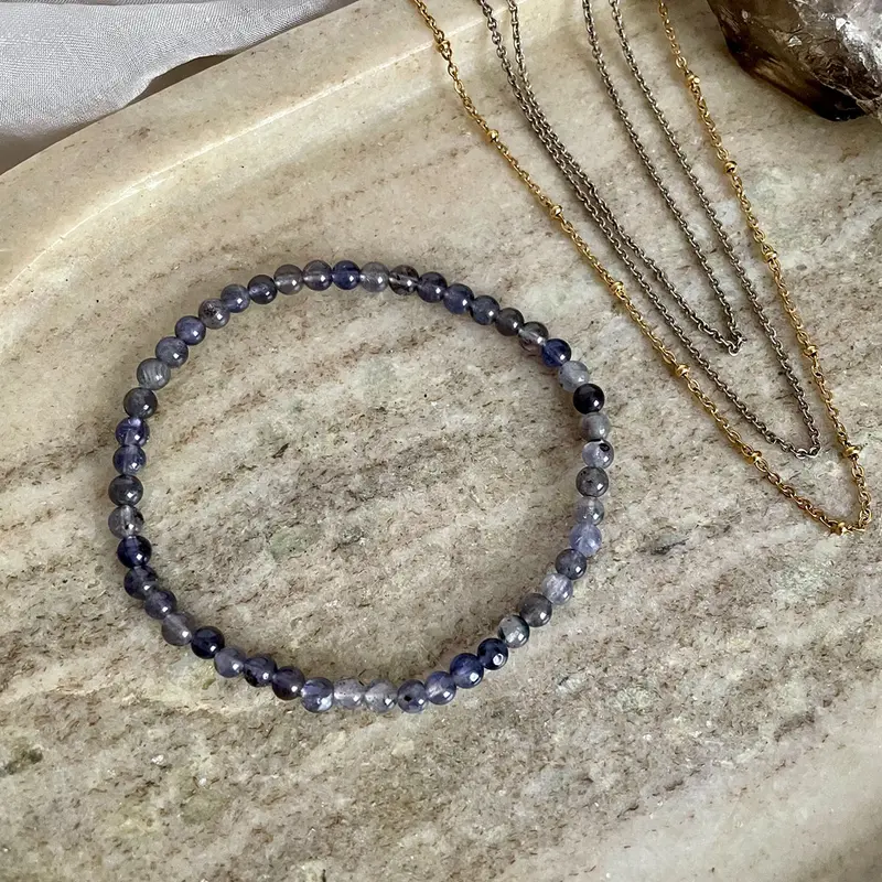 EDELSTEIN ARMBAND "IOLITH" (4 mm)
