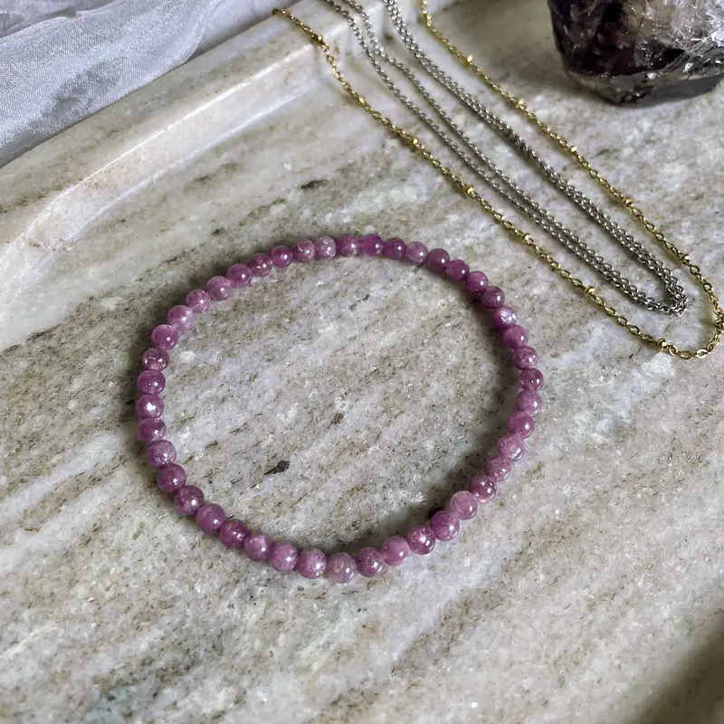 EDELSTEIN ARMBAND "LEPIDOLITH" (4 mm)