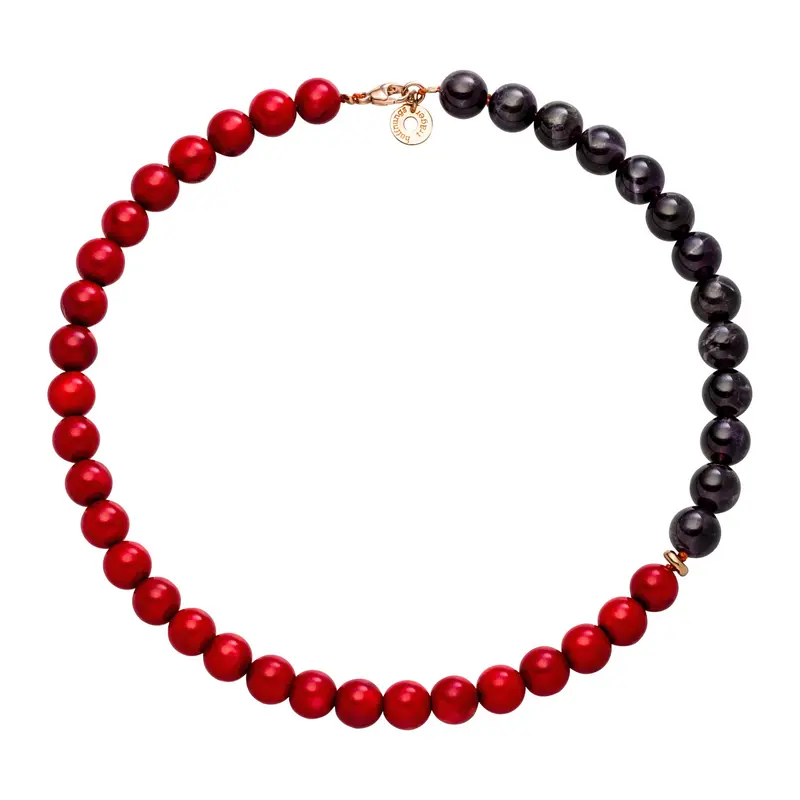 Edelstein Kette „Amethyst & Koralle“