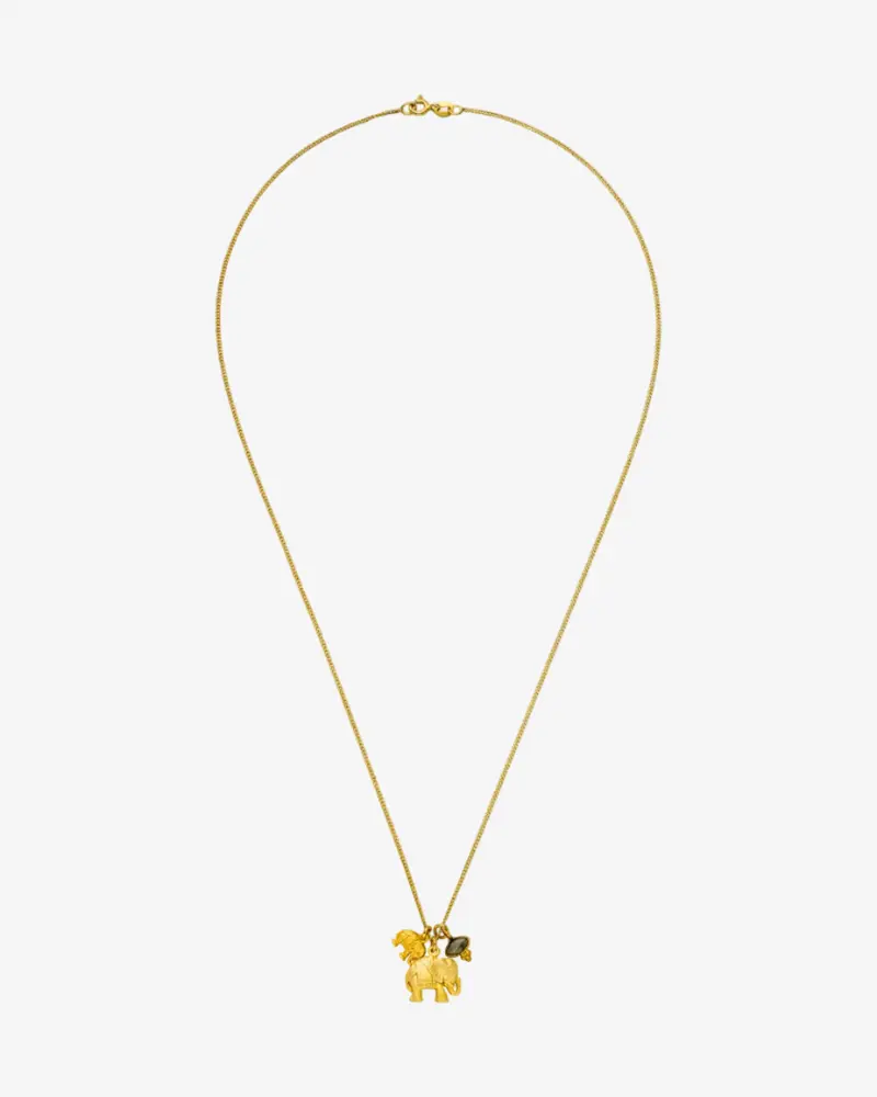 Elefanten-Kette 'Deep Connection' - Gold mit Labradorit