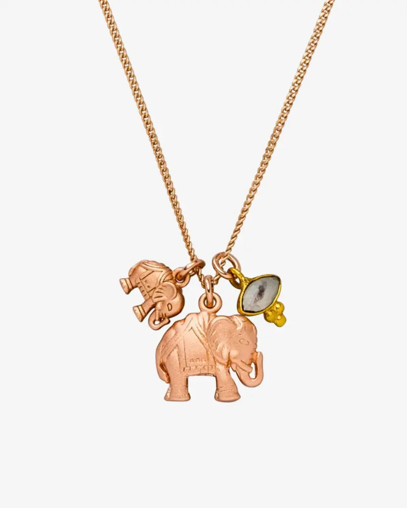 Elefanten-Kette 'Deep Connection' - Roségold mit Mondstein