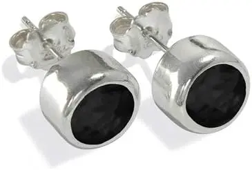 Elegante Ohrstecker mit facettiertem schwarzen Spinell (3mm)