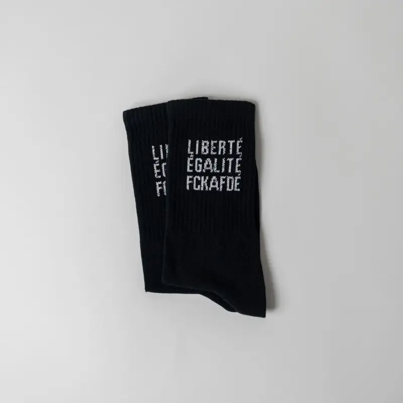 FCKAFDÉ Statement Socken schwarz – Bio-Baumwolle, Made in EU