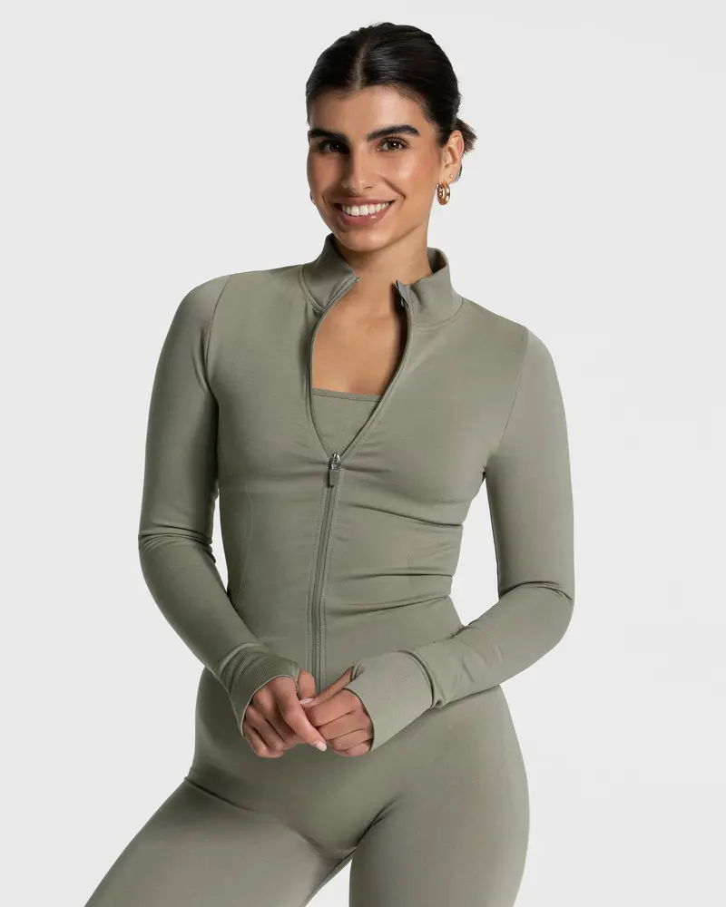 Femme Shaping Zip Jacke "Khaki"