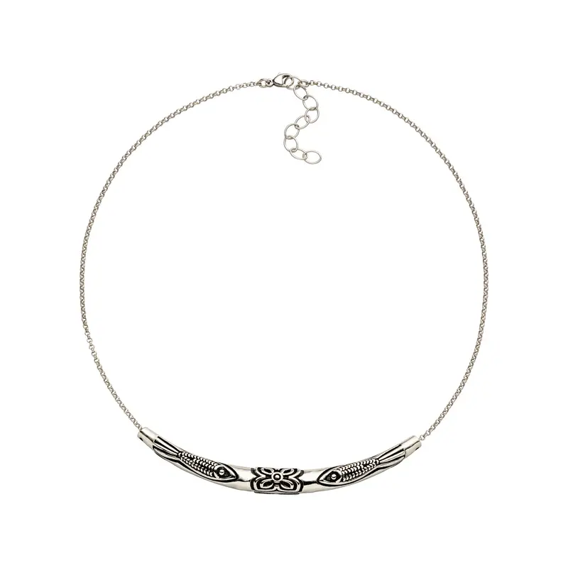 Fische Choker „Freiheit & Glück“, Silber