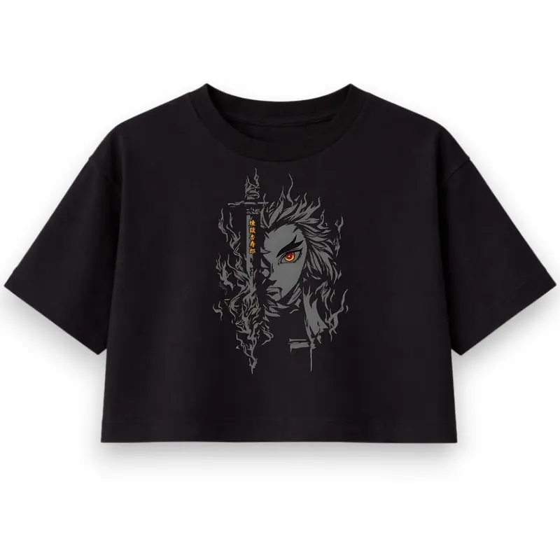 FLAME HASHIRA OVERSIZE CROP TOP