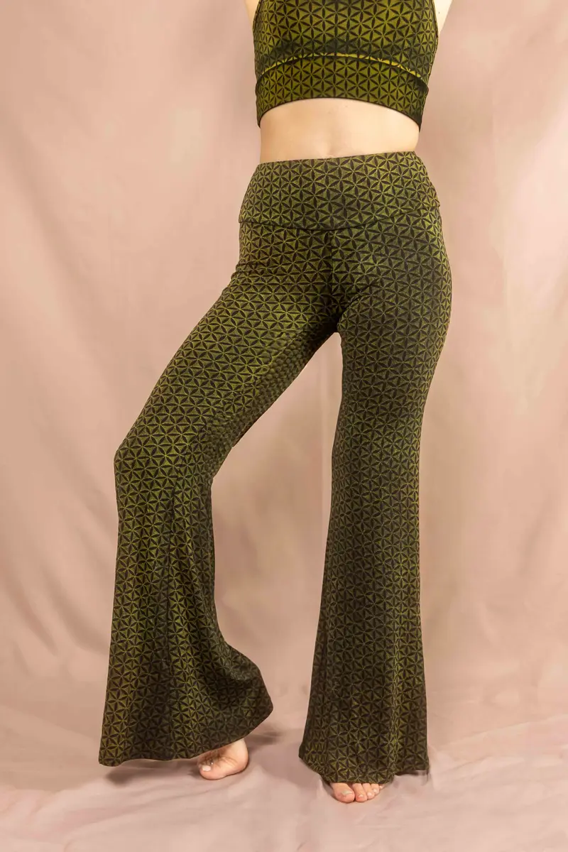 Flared Leggins ~ Blume des Lebens ~ Grün
