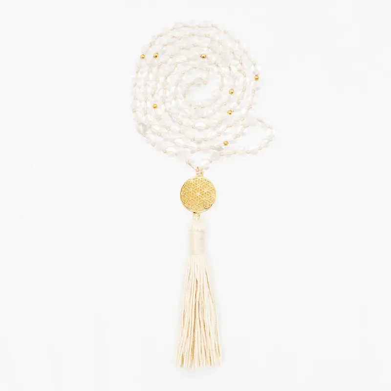 Fleur de Vie - Bergkristall Mala