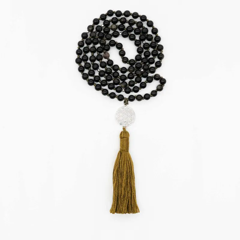 Fleur de Vie - Obsidian Mala