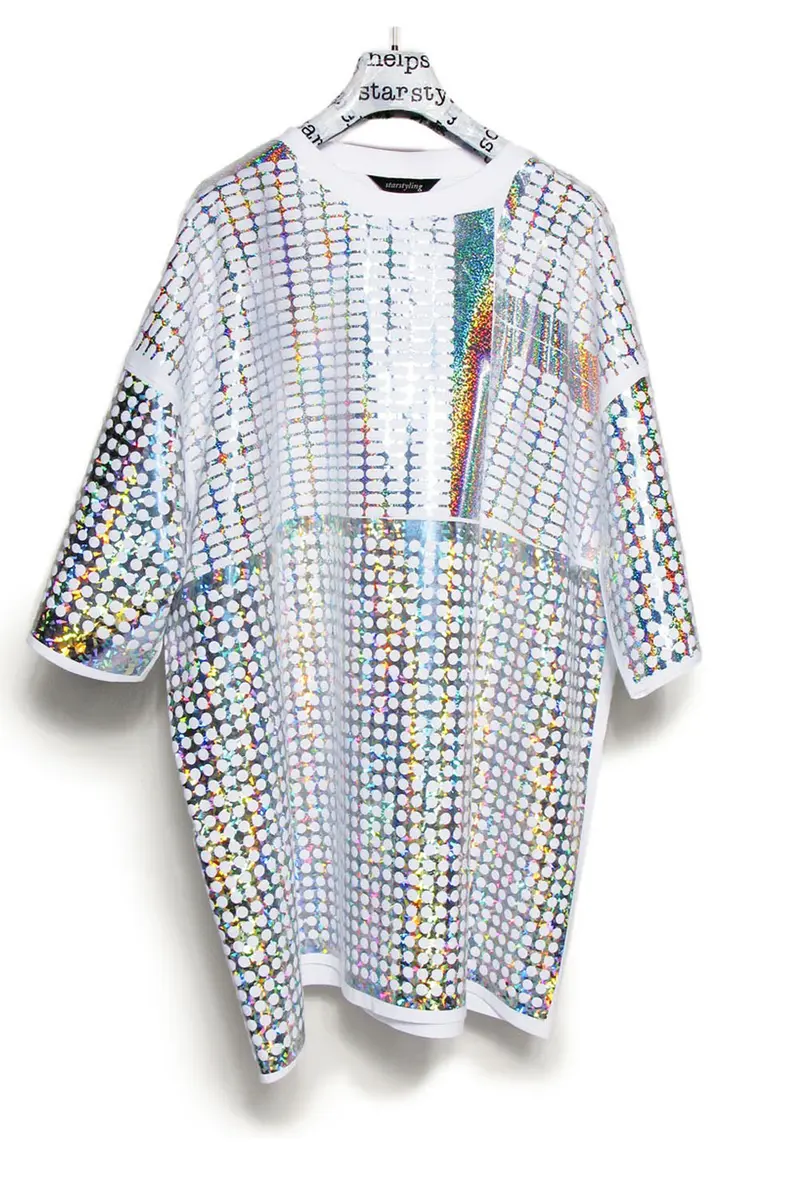 Foilover Silver-Disco Bigshirt – Sparkling Mirror Unisex