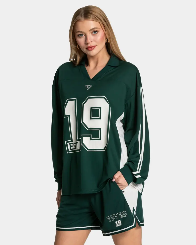Football Polo Longsleeve "Dunkelgrün"