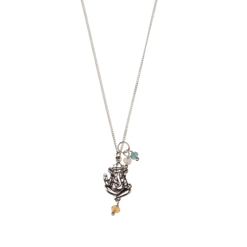 Ganesha Kette Silber mit Edelsteinen