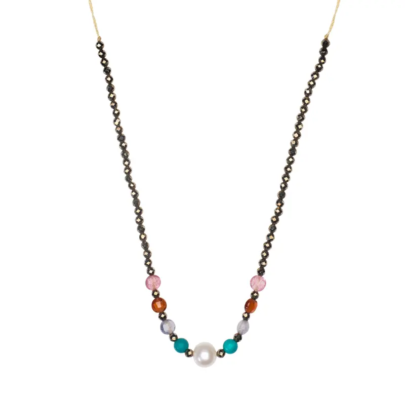 Glitzernder Pyrit Choker mit Perle