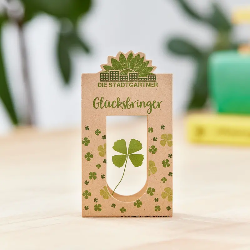 Glücksbringer – Echtes vierblättriges Kleeblatt in Glas