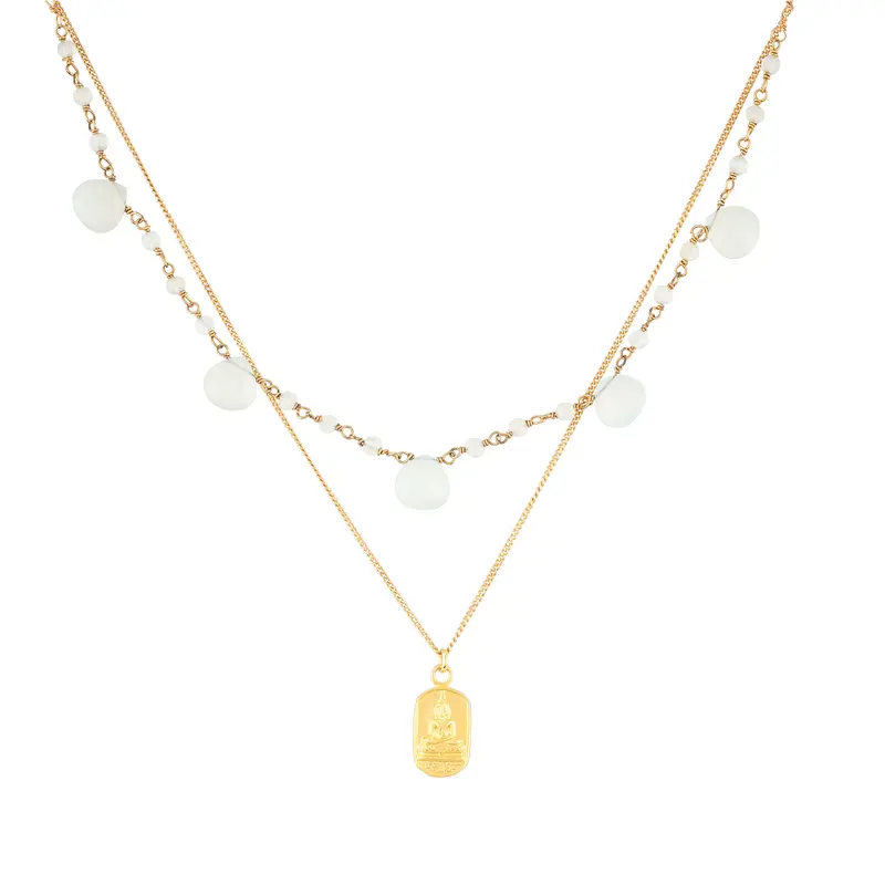 Glücksbringer Layering-Choker, Buddha & Amazonit