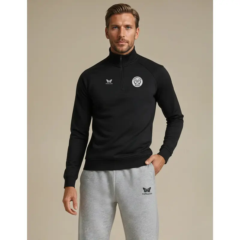 HALFZIP HERREN, SCHWARZ