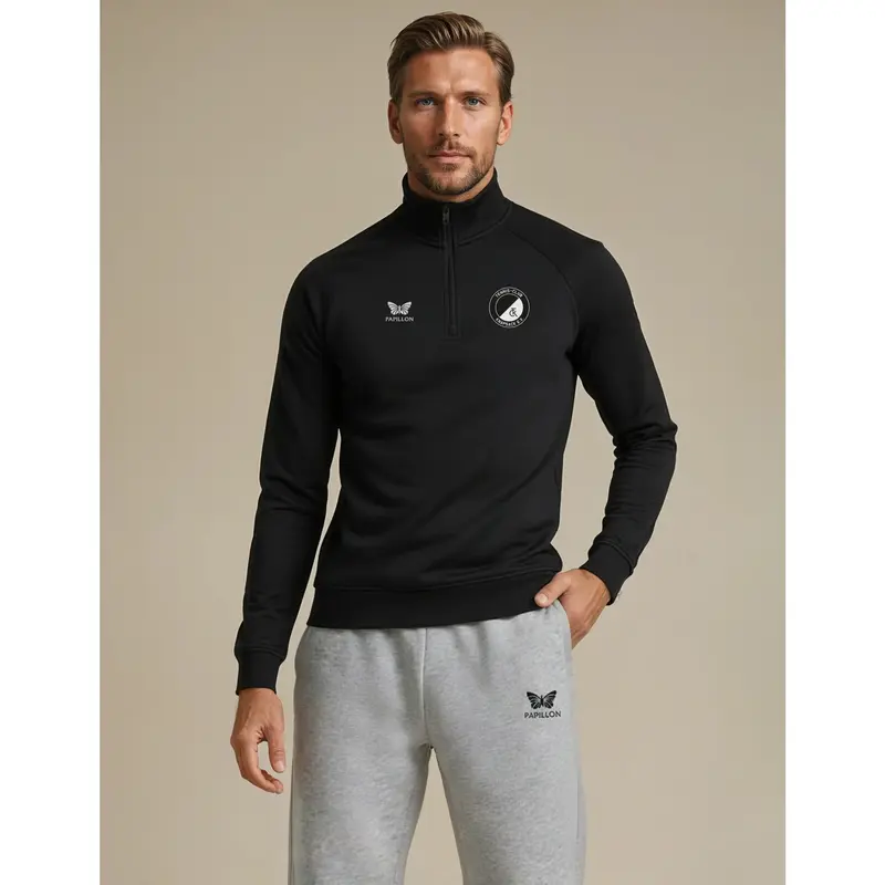 HALFZIP HERREN, SCHWARZ