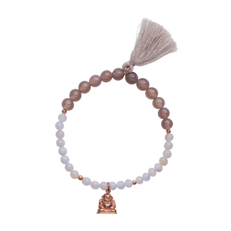 Handmala Buddha Roségold, Achat & Chalcedon
