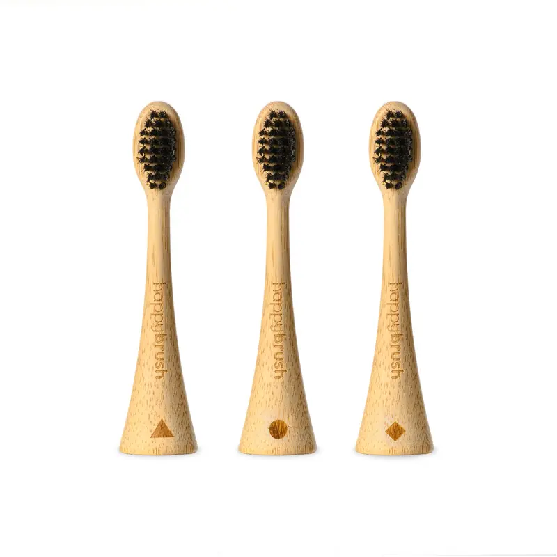 happybrush Aufsteckbürsten "V3 Bambus" 3er Set