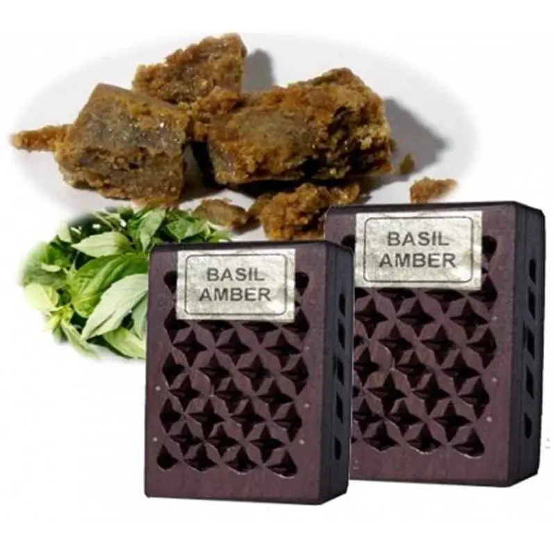 Harzmischung Basilikum & Amber in Holzdose