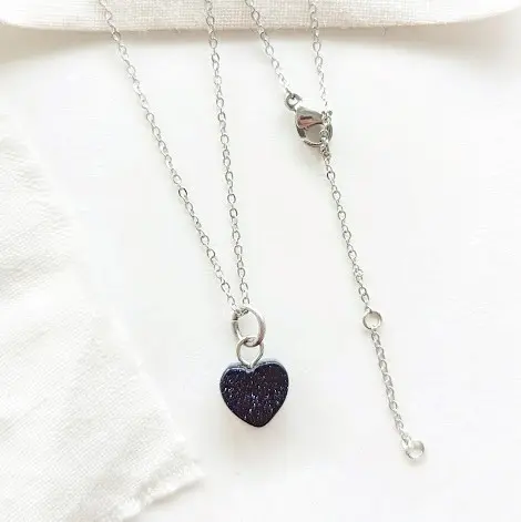 Heavin Kette Naturstein "Galaxy Herz" - Silber